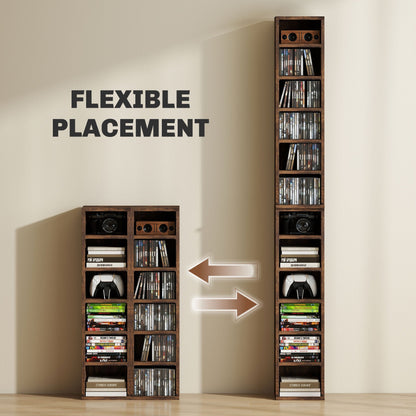 HOMCOM Set of Two 102 CD Storage Units - Mid Brown Wood-Effect