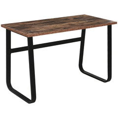 HOMCOM Computer Table, Writing Desk with Steel Frame and Wood Top, Industrial Home Study Table, 115 x 58 x 74.5cm, Rustic Brown and Black