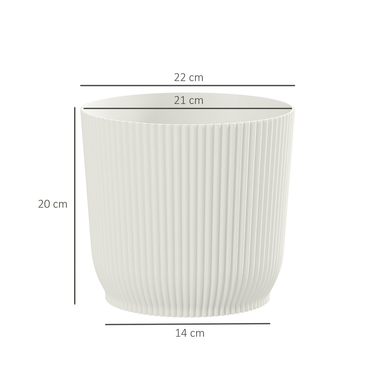 Outsunny Set of Two Ф22cm Planters - White