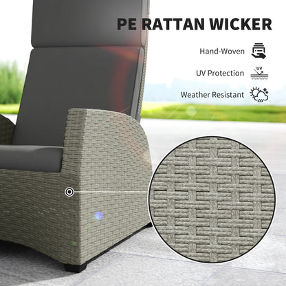 Outsunny 5-Piece Rattan Garden Furniture Set with Cushions - Charcoal Grey