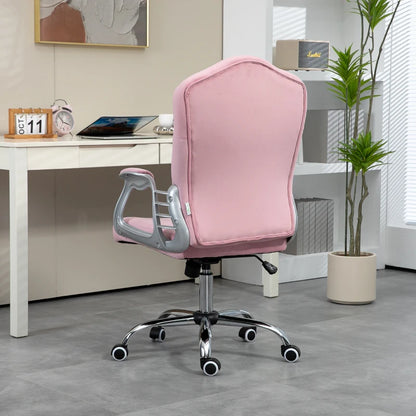 Vinsetto Velvet-Feel Work Chair, with Diamante Back - Pink