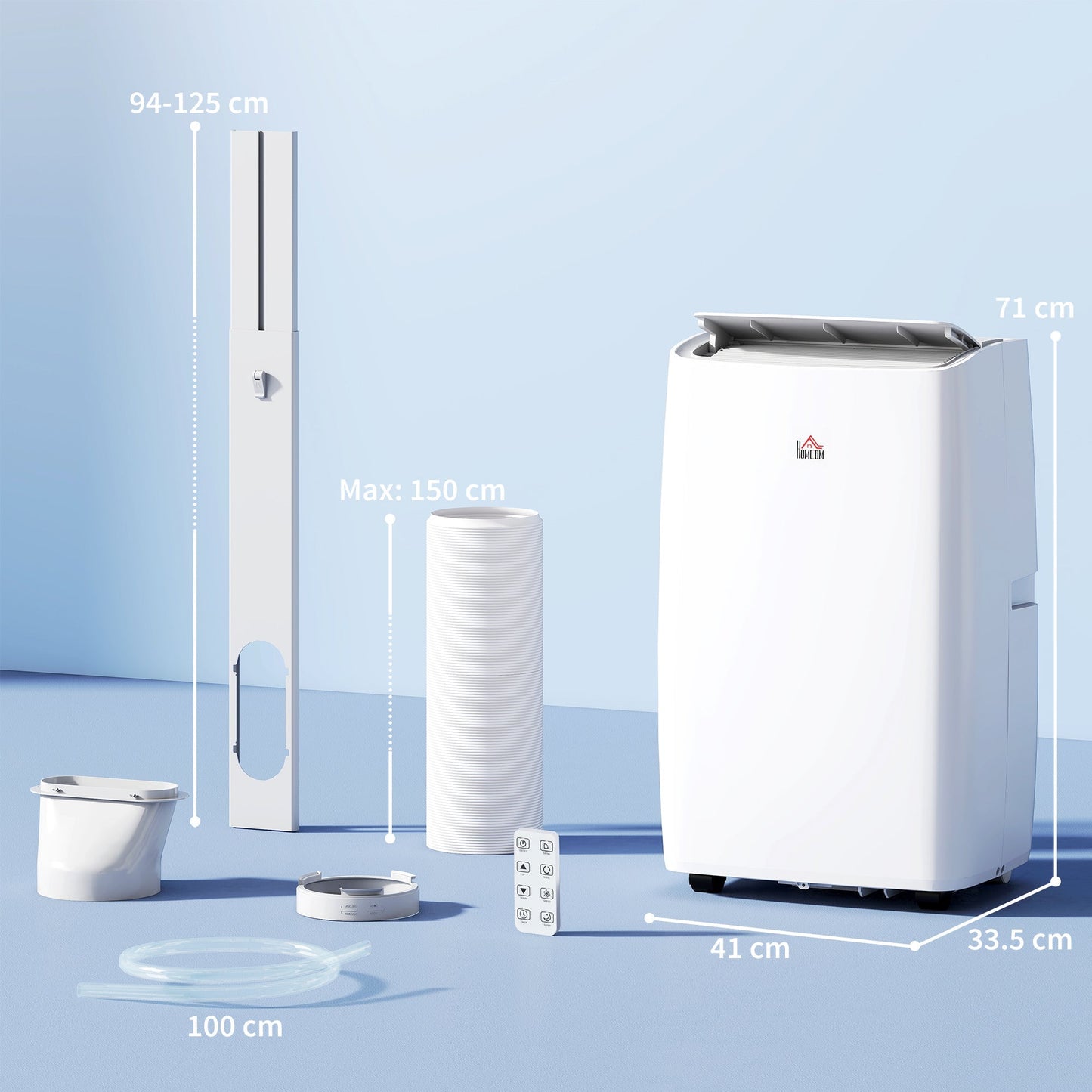 HOMCOM Portable Air Conditioner 12000 BTU, 4-in-1 Air Conditioning Unit, Dehumidifier, Cooling, Fan, Sleep Mode with 3 Speeds, Remote Control, LED Display, 24H Timer, Window Kit, Children Lock, 35m2
