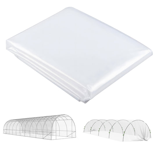 Outsunny 6 X 10m Heavy Duty (150um/6mil) Polypropylene Greenhouse Cover Replacement, UV Resistant Waterproof Plastic Polytunnel Cover, Clear