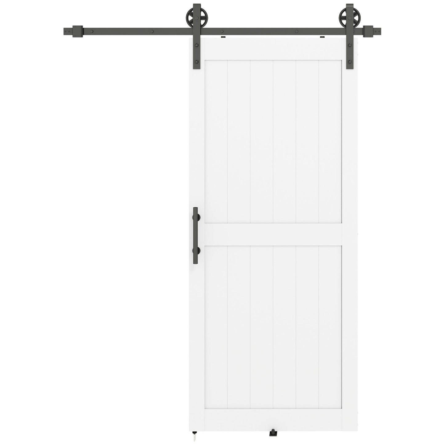 HOMCOM 183cm Sliding Barn Door Kit, Sliding Door with Track, Hardware, Upgraded Rollers and Floor Guide, Handle, White