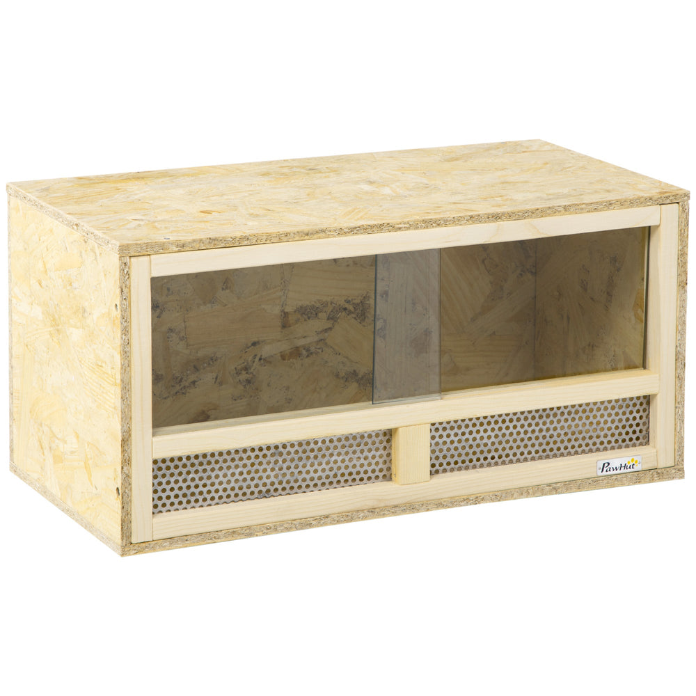 PawHut Reptile Terrarium Vivarium Habitat w/ Transparent Sliding Doors, Breathable Mesh, for Lizards, Horned Frogs, Snakes and Chameleons, 60 x 29.5 x 29.5cm