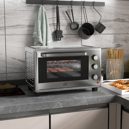 HOMCOM 30L 60-230√¢‚Äû∆í Mini Electric Oven, with Accessories - Silver Tone