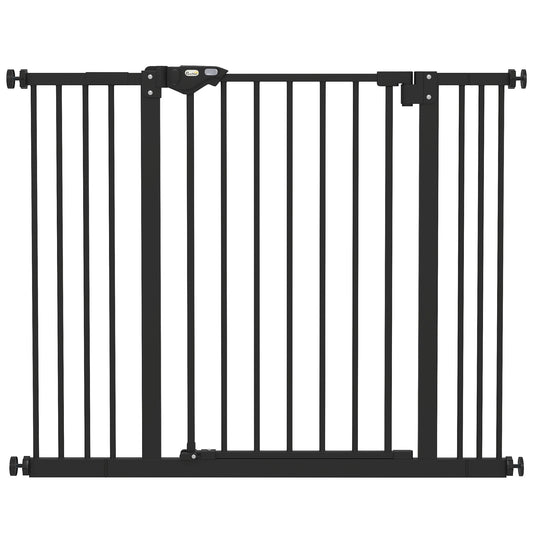 PawHut Adjustable Safety Gate w/ Two Extensions, Four Adjustable Screws, Black