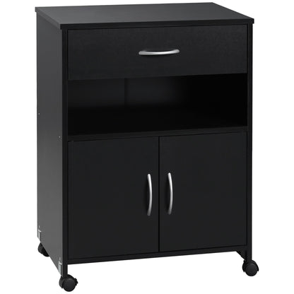 Vinsetto Printer Table, Mobile Printer Cabinet with Storage, Open Shelf, Drawer for Home, Office, Black