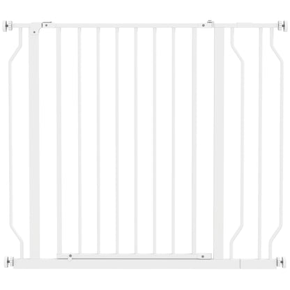 PawHut Wide Dog Safety Gate, with Door Pressure, for Doorways, Hallways, Staircases - White