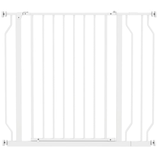 PawHut Wide Dog Safety Gate, with Door Pressure, for Doorways, Hallways, Staircases - White