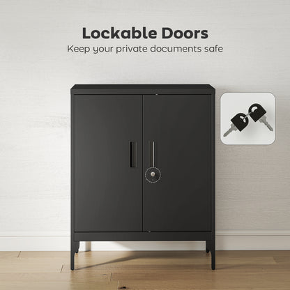 HOMCOM Metal Storage Cabinet with Lock and Adjustable Shelves - Black