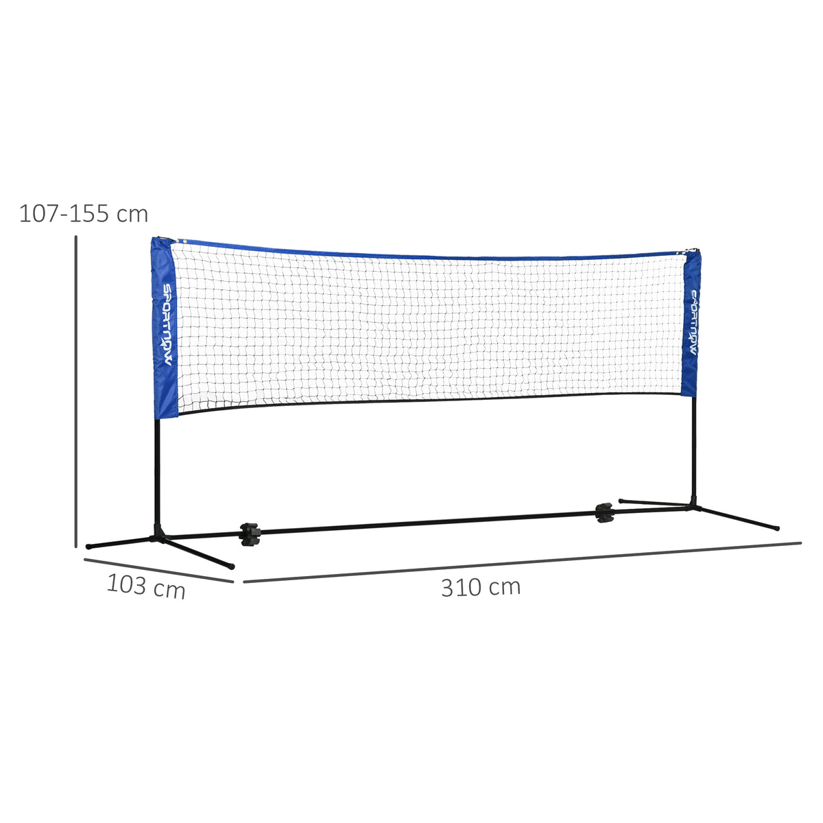 SPORTNOW 3m Badminton Net, Height Adjustable Outdoor Sports Net, with Carry Bag, for Tennis, Pickleball, Volleyball, Blue