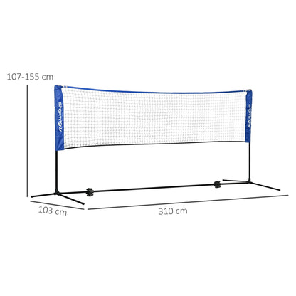 SPORTNOW 3m Badminton Net, Height Adjustable Outdoor Sports Net, with Carry Bag, for Tennis, Pickleball, Volleyball, Blue
