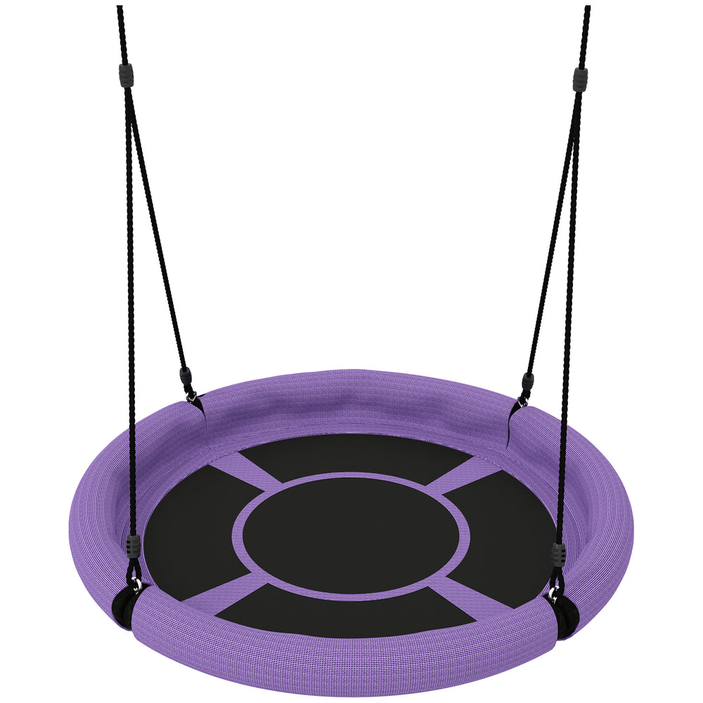 AIYAPLAY 100cm Diameter Nest Seat for Kids with Height Adjustable Hanging Ropes for Outdoor, Playground, Garden, Purple