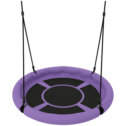 AIYAPLAY 100cm Diameter Nest Seat for Kids with Height Adjustable Hanging Ropes for Outdoor, Playground, Garden, Purple