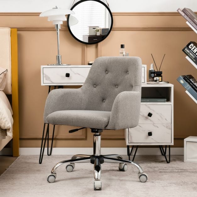 Desk chair Height-adjustable swivel chair with castors 66 x 66 x 83-93 cm Grey