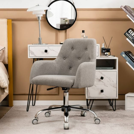 Desk chair Height-adjustable swivel chair with castors 66 x 66 x 83-93 cm Grey