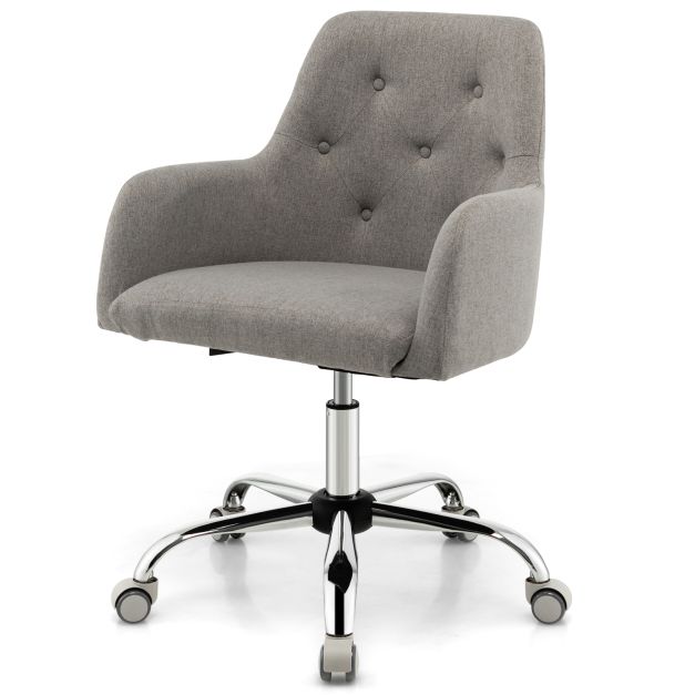 Desk chair Height-adjustable swivel chair with castors 66 x 66 x 83-93 cm Grey