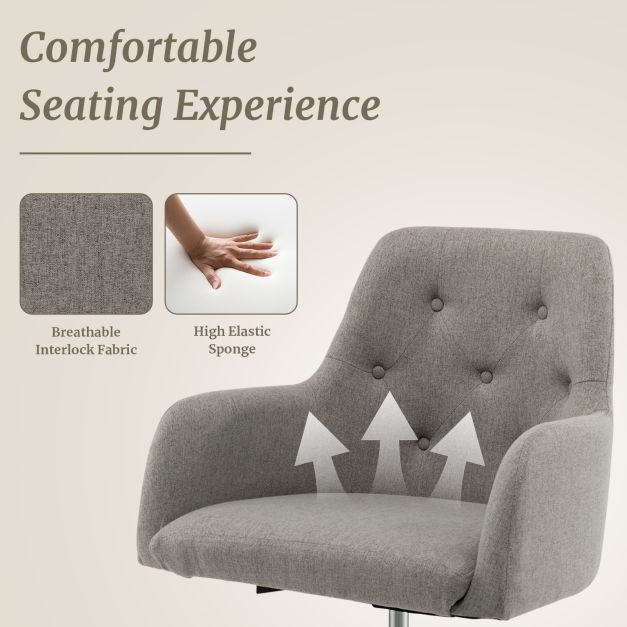 Desk chair Height-adjustable swivel chair with castors 66 x 66 x 83-93 cm Grey