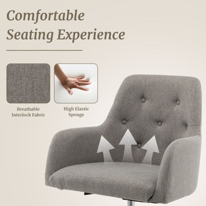 Desk chair Height-adjustable swivel chair with castors 66 x 66 x 83-93 cm Grey