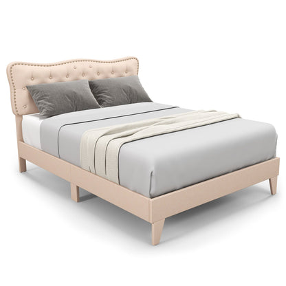 Double/King Size Bed Frame with Button Tufted Headboard-King Size