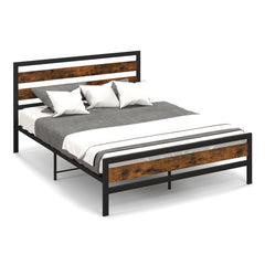 Double/King Size Bed Frame with Rustic Headboard and Footboard-King Size
