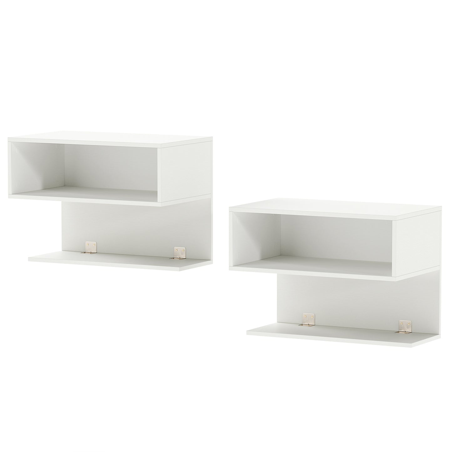 Modern Floating Nightstand with Storage Shelves for Living Room and Bed Room-White