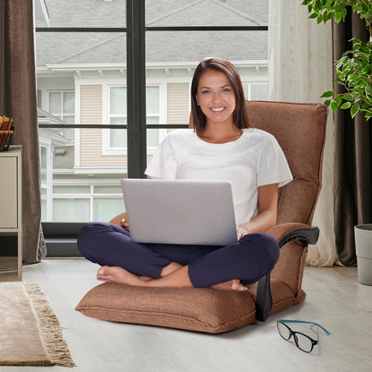 Floor Sofa Chair with 14-Position Adjustable Backrest-Brown