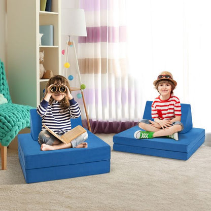 4-Piece Convertible Kids Couch with 2 Folding Mats for Toddler