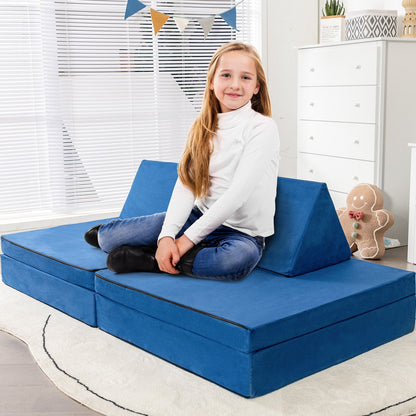 4-Piece Convertible Kids Couch with Folding Mats
