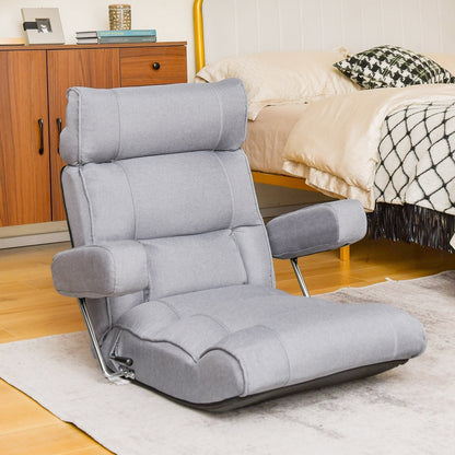 Ergonomic Sofa Lounger Chair with Stepless Adjustment Back-Grey