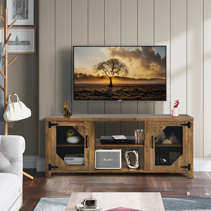 Wooden TV Stand with Adjustable Shelves for Home Living Room Bedroom-Rustic Brown