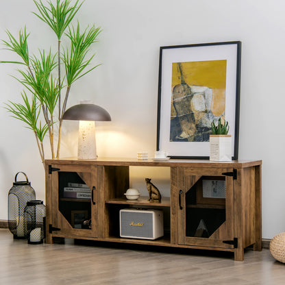 Wooden TV Stand with Adjustable Shelves for Home Living Room Bedroom-Rustic Brown