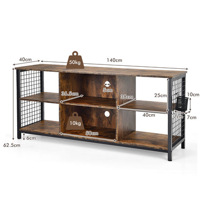 140cm Industrial TV Stand for Home Living Room Bedroom-Rustic Brown