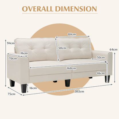 Modern Upholstered Corner Sofa Couch with 2 Removable Back Cushions-Beige