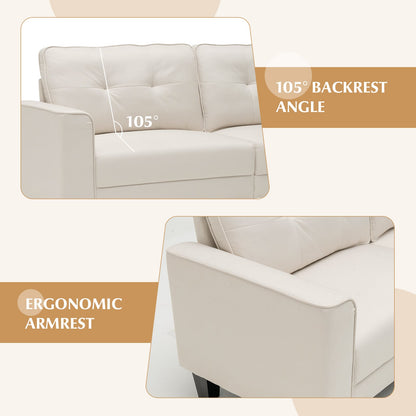 Modern Upholstered Corner Sofa Couch with 2 Removable Back Cushions-Beige