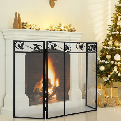 Folding Wide Metal Mesh Fire Panel or Wood and Coal Firing-B