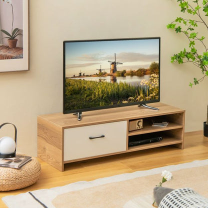 Wooden TV Stand with Drawer and 2 Shelves for TVs up to 55 Inches