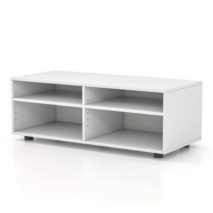 Home TV Stand with 5 Positions Adjustable Shelves for TV up to 4 Cubbies-White