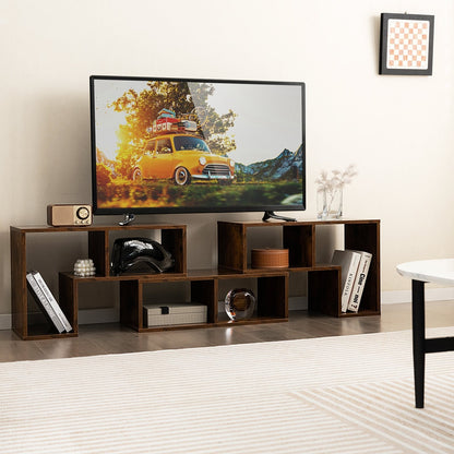 3 Pieces Convertible TV Stand for TVs up to 65 Inches-Rustic Brown