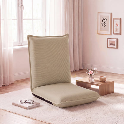 Adjustable Floor Chair with Adjustable Backrest and Sponge Filling-Beige