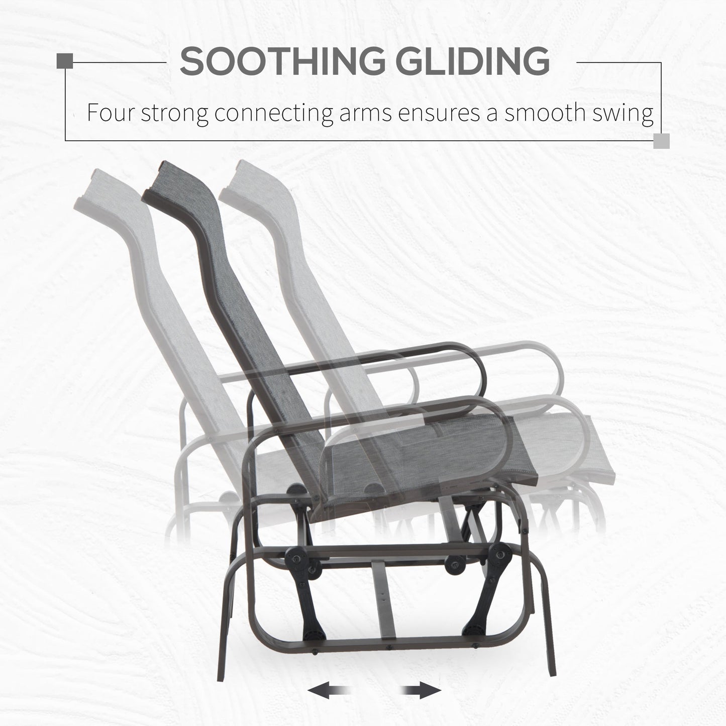 Outsunny Outdoor Gliding Rocking Chair with Sturdy Metal Frame Garden Comfortable Swing Chair, Grey & Brown