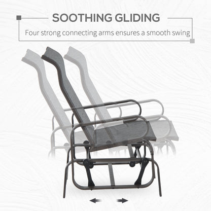 Outsunny Outdoor Gliding Rocking Chair with Sturdy Metal Frame Garden Comfortable Swing Chair, Grey & Brown