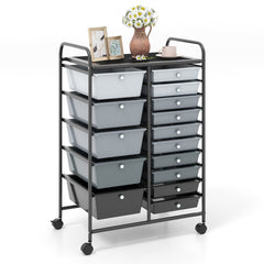 15 Drawer Rolling Storage Cart with 4 Wheels for Beauty Salon-Light Grey