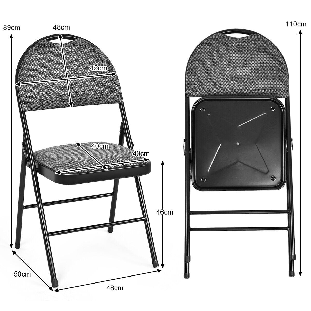 6 Pieces Folding Chairs Set with Handle Hole and Portable Backrest-Grey