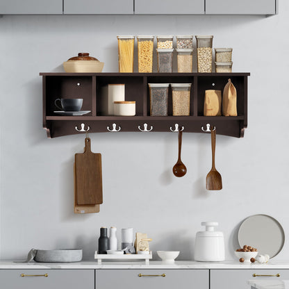 Wall-Mounted Entryway Storage Cabinet-Coffee