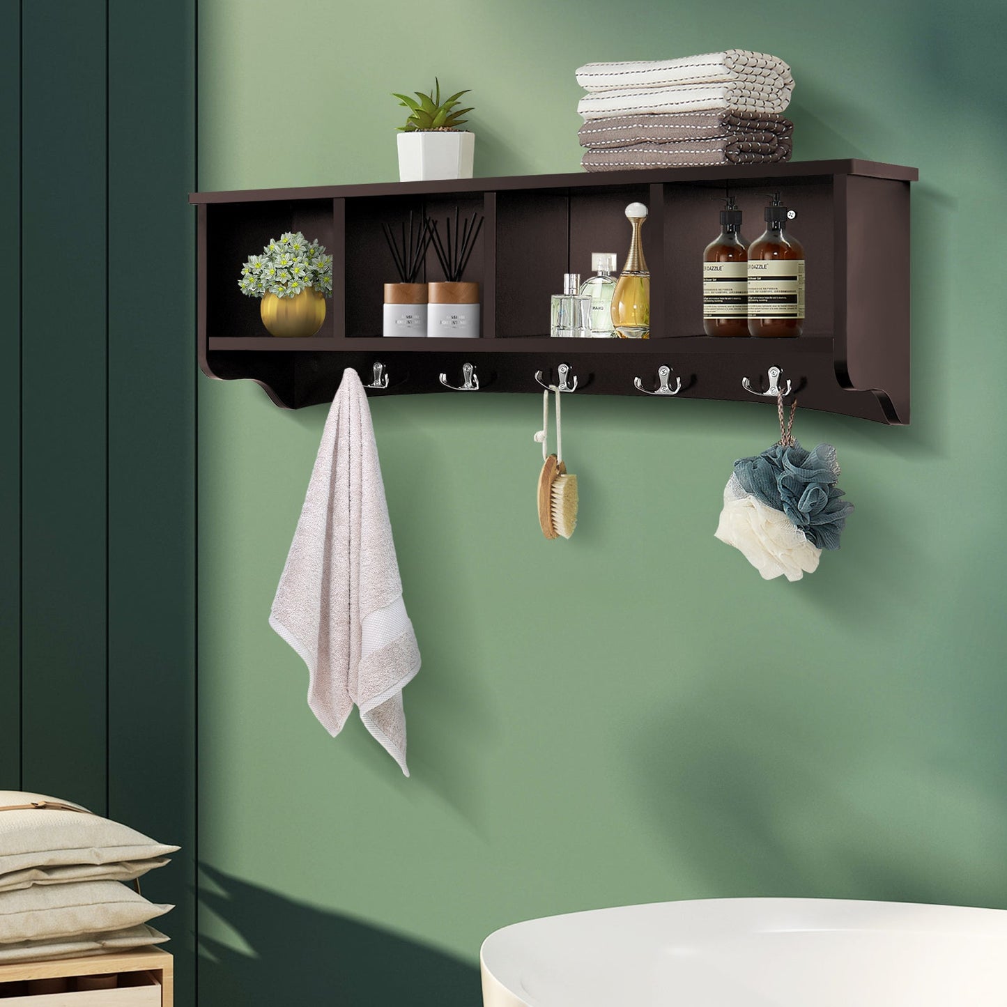 Wall-Mounted Entryway Storage Cabinet-Coffee