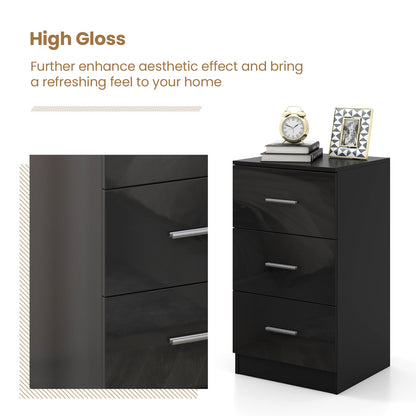 3-Drawer Wooden Dresser Cabinet with Anti-Toppling Device-Black