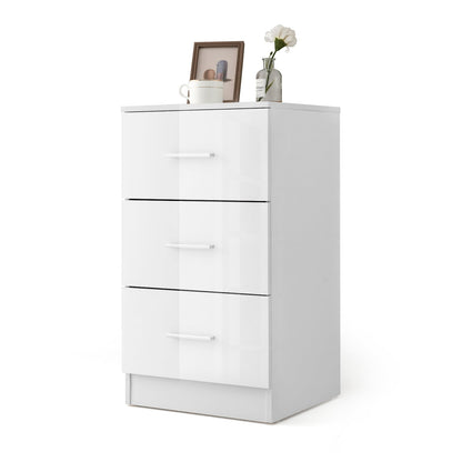 3-Drawer Wooden Dresser Cabinet with Anti-Toppling Device-White