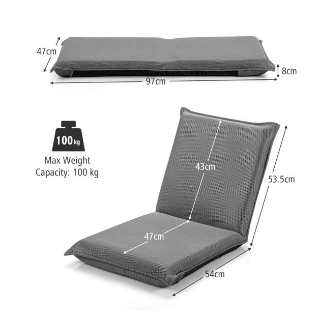 Foldable Floor Chair with Robust Armchair for Watching TV-Grey